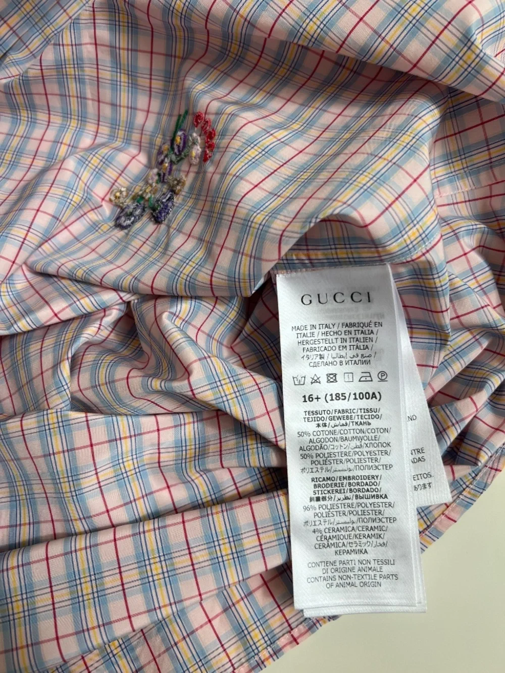Gucci Men's Shirt size 42 Large 16 1/2 Cotton 50% Polyester 50% Special Logo New